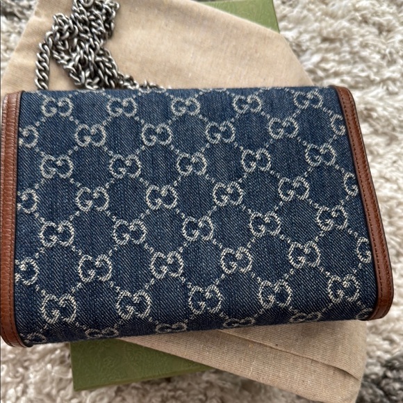 Gucci Blue and Brown Wallet with Signature Design - Picture 5 of 7